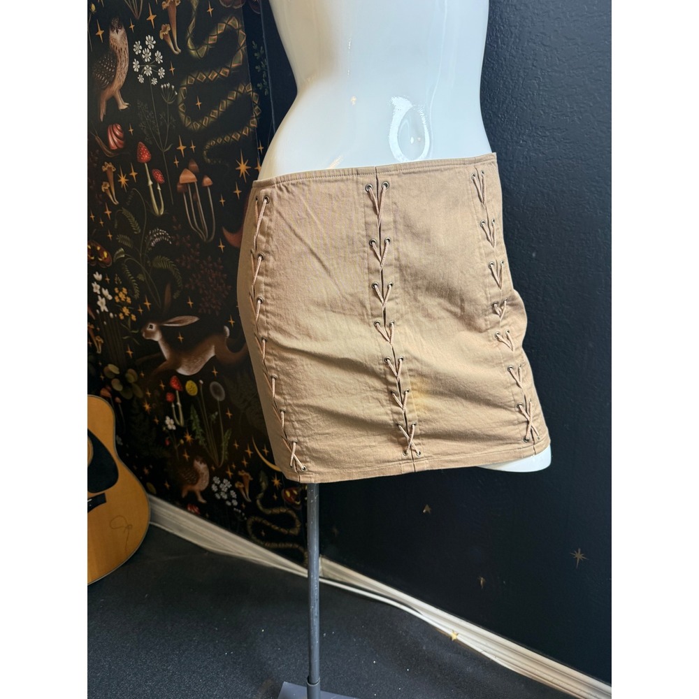 Laundry by Shelli Segal Khaki Tan Lace Up Corset Mini Skirt Size 4 NWT